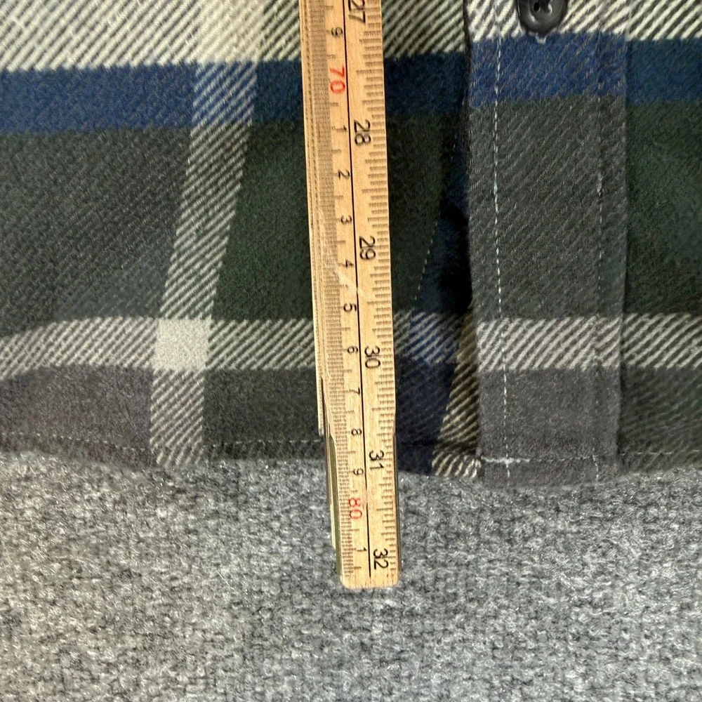 Orvis Flannel Shirt‎ Jacket Mens XXL Blue Green Fleece Lined Plaid Shacket Heavy